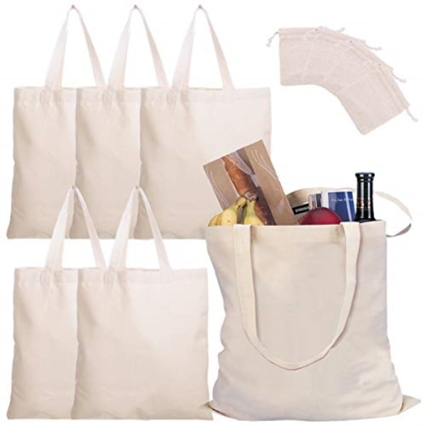 cotton tote bags 6 pack canvas tote bags plain reusable canvas grocery