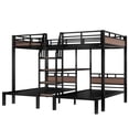 thumbnail image 6 of Harper & Bright Designs Triple Bunk Bed with Storage Shelves, Queen over Twin &Twin Metal Bunk Bed Frame with Storage Stairs for 3, Black, 6 of 11