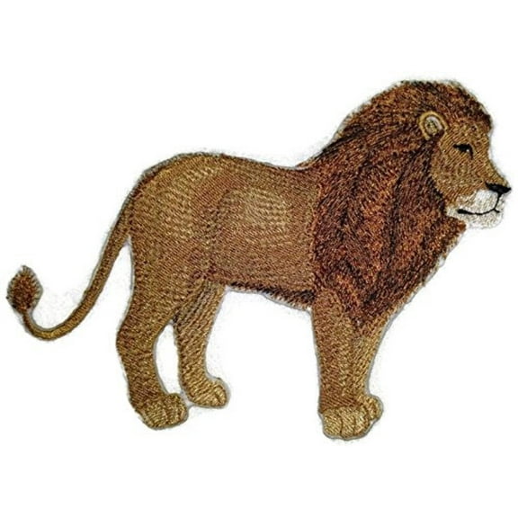 Lion Portrait Embroidered Iron on/Sew patch [6.36" X 5. 89"]