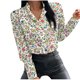 thumbnail image 1 of Moda mujer impresa manga larga camisa casual solapa blusa de un solo pecho Pompotops gfhjh8019, 1 of 8