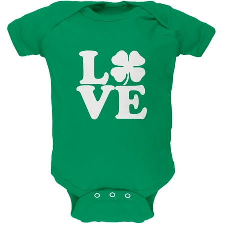 St. Patricks Day - Love Irish Shamrock Green Soft Baby One Piece