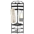 thumbnail image 2 of Litake Corner Coat Rack with Storage, Simple Hall Tree with Mesh Shelves, Anti-Toppling Devices, Freestanding Metal Clothes Rack Shoes Shelf Organizer for Entryway Bedroom Black, 2 of 4