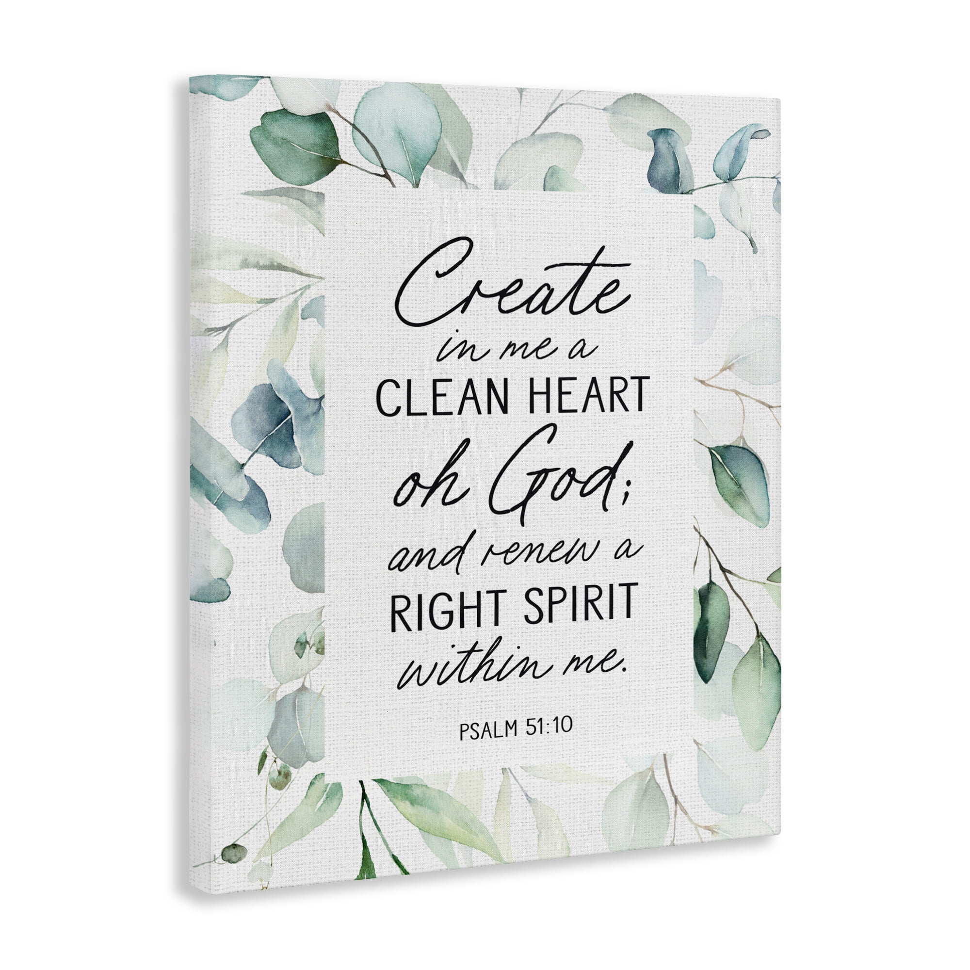 Clean Heart & Right Spirit Canvas Wall Art, design by Lettered and Lined