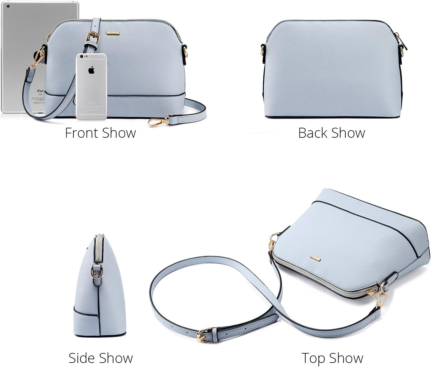 Lovevook Purse for Women,Fashion Tote Bag Shoulder Handbags Top Handle Satchel Bags with External Pocket-3pcs & Pale Blue