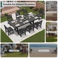 thumbnail image 3 of SERWALL 9 Pieces Outdoor Dining Set, Patio Dining Set, HDPE Outdoor Table and Chair with Umbrella Holes, (1 Table + 8 Armless Chair), 3 of 9
