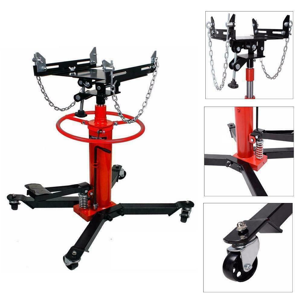 1100 LBS Transmission Jack 2 Stage Hydraulic with Pedal 360° Swivel Wheel Lift Hoist Adjustable Height Hydraulic Telescoping Transmission Jack Fit for Car Lift 
