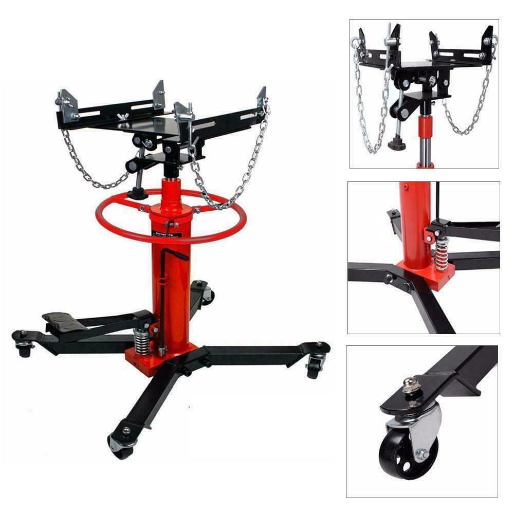 1100 LBS Transmission Jack 2 Stage Hydraulic with Pedal 360° Swivel Wheel Lift Hoist Adjustable Height Hydraulic Telescoping Transmission Jack Fit for Car Lift 1100 LBS Transmission Jack 2 Stage Hydraulic with Pedal 360° Swivel Wheel Lift Hoist Adjustable Height Hydraulic Telescoping Transmission Jack Fit for Car Lift