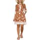 thumbnail image 2 of Vestidos florales para mujer con cuello en V, manga corta, cintura con cordón, vestido casual de verano bohemio con bolsillos L Caramelo, 2 of 6