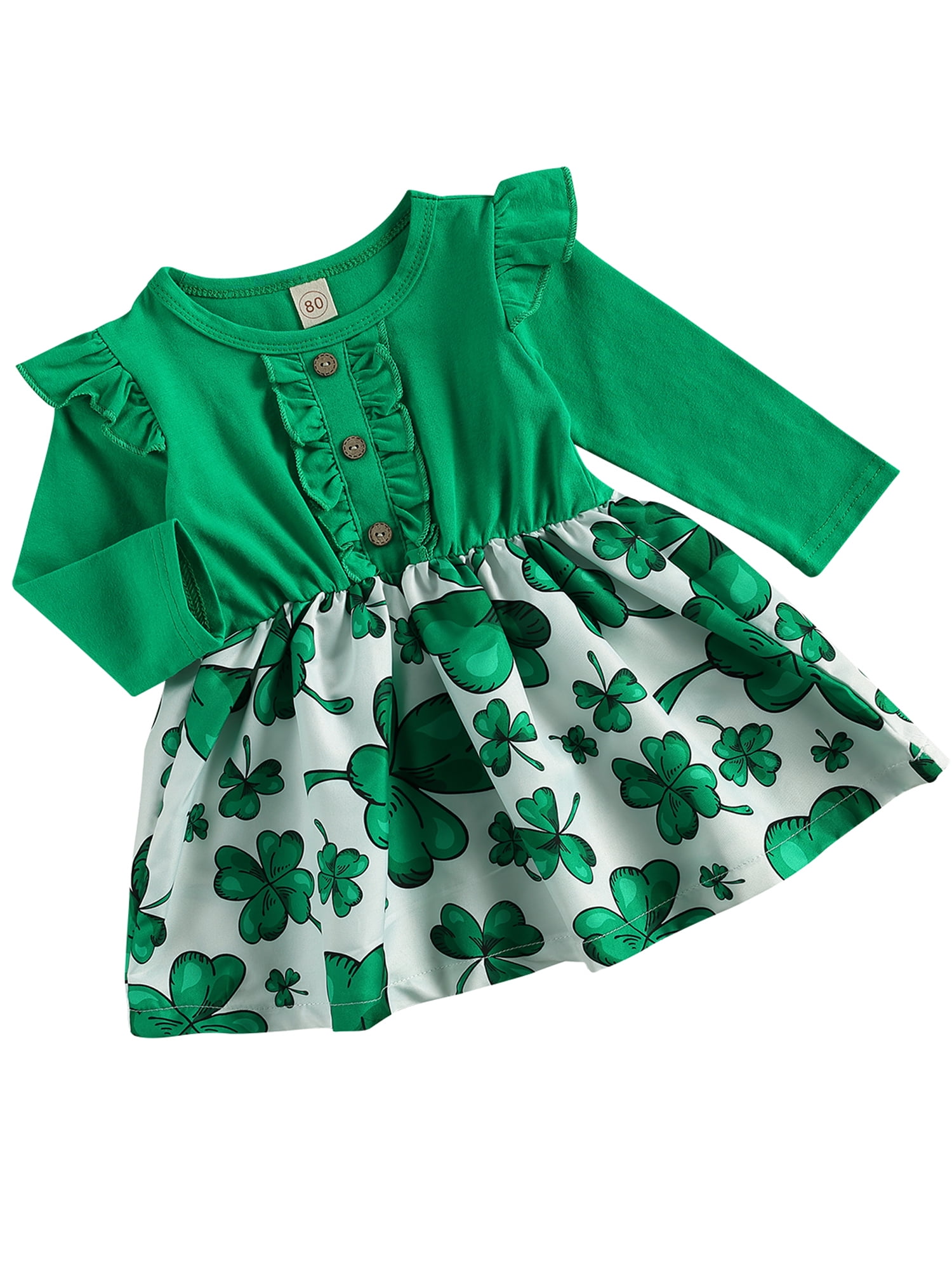 Long Sleeve Ruffles Floral Splice Dress for Toddler Kids Newborn Baby Girl Little Princess Dresses Outfits Skirt