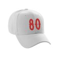 thumbnail image 4 of Daxton Structured Baseball Hat Cap Curved Visor Vintage Custom Number, White Hat, Red Number 80, 4 of 4