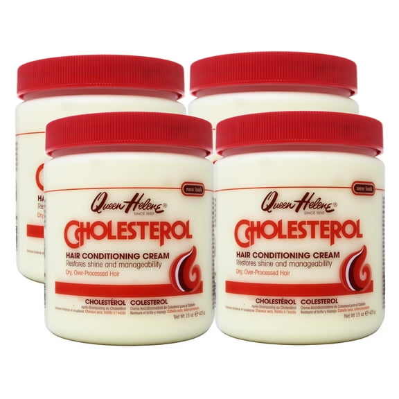 4 Pack - Queen Helene Cholesterol Cream, Deep Conditioning Hair Treatment, for Dry, Over-Processed Hair, 15 oz