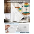 thumbnail image 3 of No Hook Shower Curtain with Snap in Liner,Mid Century Orange Abstract Geometric Waterproof Bath Curtain Double Layers with See Through Top Window,Teal Color Block Retro Linen Shower Curtains 36x72in, 3 of 9