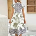 thumbnail image 5 of Warop Womens Summer Boho Floral Print Midi Dress V-Neck Ruffle Sleeve A Line Casual Beach Dress, 5 of 8