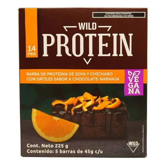 Barras de proteína Wild Protein Wild Foods chocolate naranja 225gr 5 barras