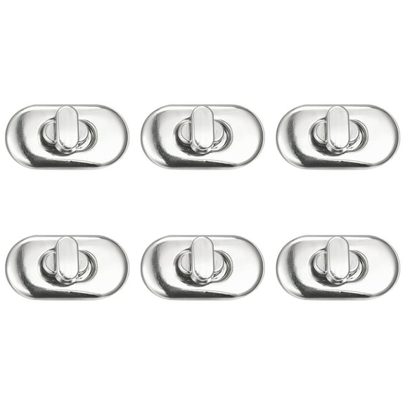 Uxcell 35mm x 19mm Iron Turn Lock Clasp Purse Closure Twist Buckle 6Pack(Silver)