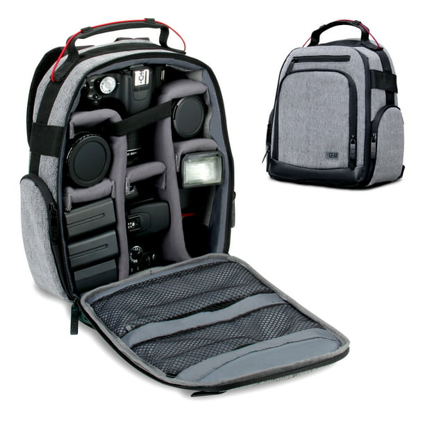 USA GEAR Portable Camera Backpack for DSLR/SLR (Gray) w/ Customizable ...