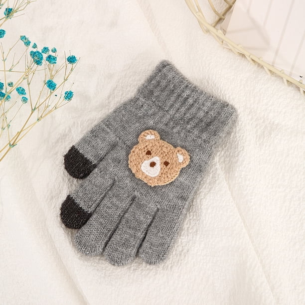 Guantes para niños, cálidos, de invierno, con forro polar, gruesos, de cinco dedos, multidedos, para niñas, de dedos completos, resistentes al frío