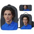 thumbnail image 1 of Timothée Chalamet Backpack Set of Three 17 Inch Daypack Lunch Carrier and Zippered Pencil Bag, 1 of 5