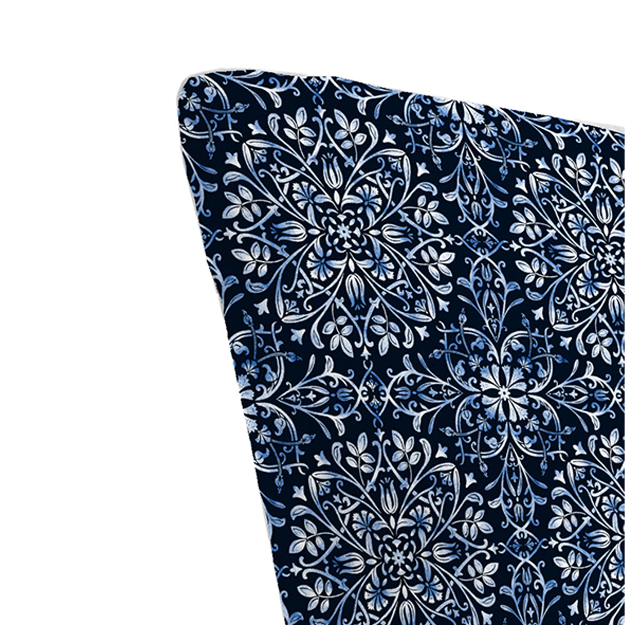 Jordan Manufacturing 74" x 22" Dresden Midnight Navy Damask Rectangular Outdoor Chaise Lounge Cushion with Ties