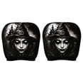thumbnail image 5 of Spooky Witch Themed Halloween Car Interior Decor, 2‑Pack Hooded Black Robe Witch Face Headrest Covers, Universal Slip‑on Vehicle Seat Head Rest Protector for Haunted‑Car Holiday Styling, 5 of 5