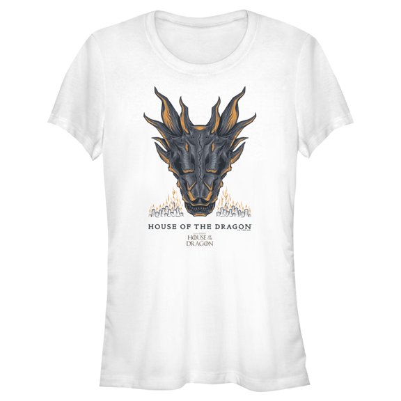 Junior's Game of Thrones: House of the Dragon Skull of the Dragon Flames Graphic Tee White X Large
