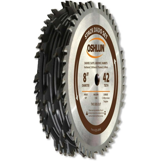 Oshlun SDS-0842 8-Inch 42 Tooth Stack Dado Set with 5/8-Inch Arbor