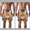 thumbnail image 3 of luoweisi Men's Beach Shorts Quick Dry Swim Trunks with Mesh Lining Cartoon Cat M, 3 of 5