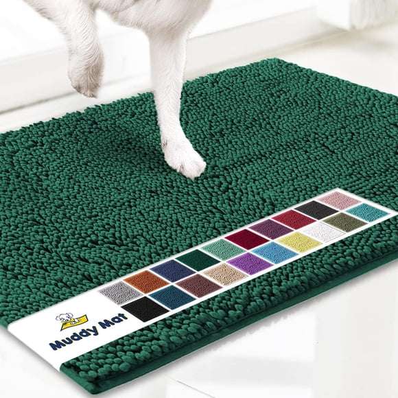 Muddy Mat® AS-SEEN-ON-TV Tapete para puerta y alfombra para mascotas de microfibra altamente absorbente, área lavable gruesa antideslizante y tapete de baño de chenilla suave para cocina, baño, dormit