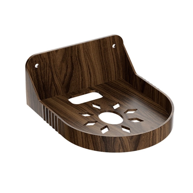 Eoozwa Peach Wood Grain Punch-Free Wall Shelf, Plastic Wall Mounted Bracket for Camera Router Set-Top Box Monitor, No Drill Strong Load-Bearing Storage Rack with Cable Management