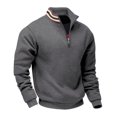 thumbnail image 5 of Men's Solid-color Casual Fleece Hoodie, Loose Stand-up Collar Semi-zipper Casual Sport Pullover Hoodie for Men,Dark Gray,3XL, 5 of 8