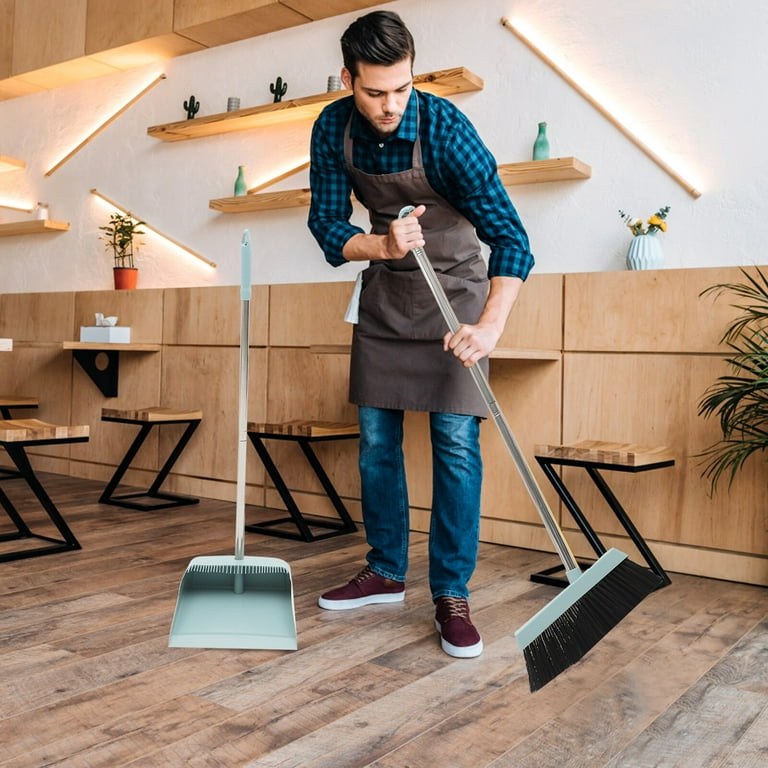 Broom and Dustpan Set - Strongest NO MORE TEARS 80% Heavier Duty - Upright  Standing Dust Pan with Extendable Broomstick for Easy Sweeping - Easy