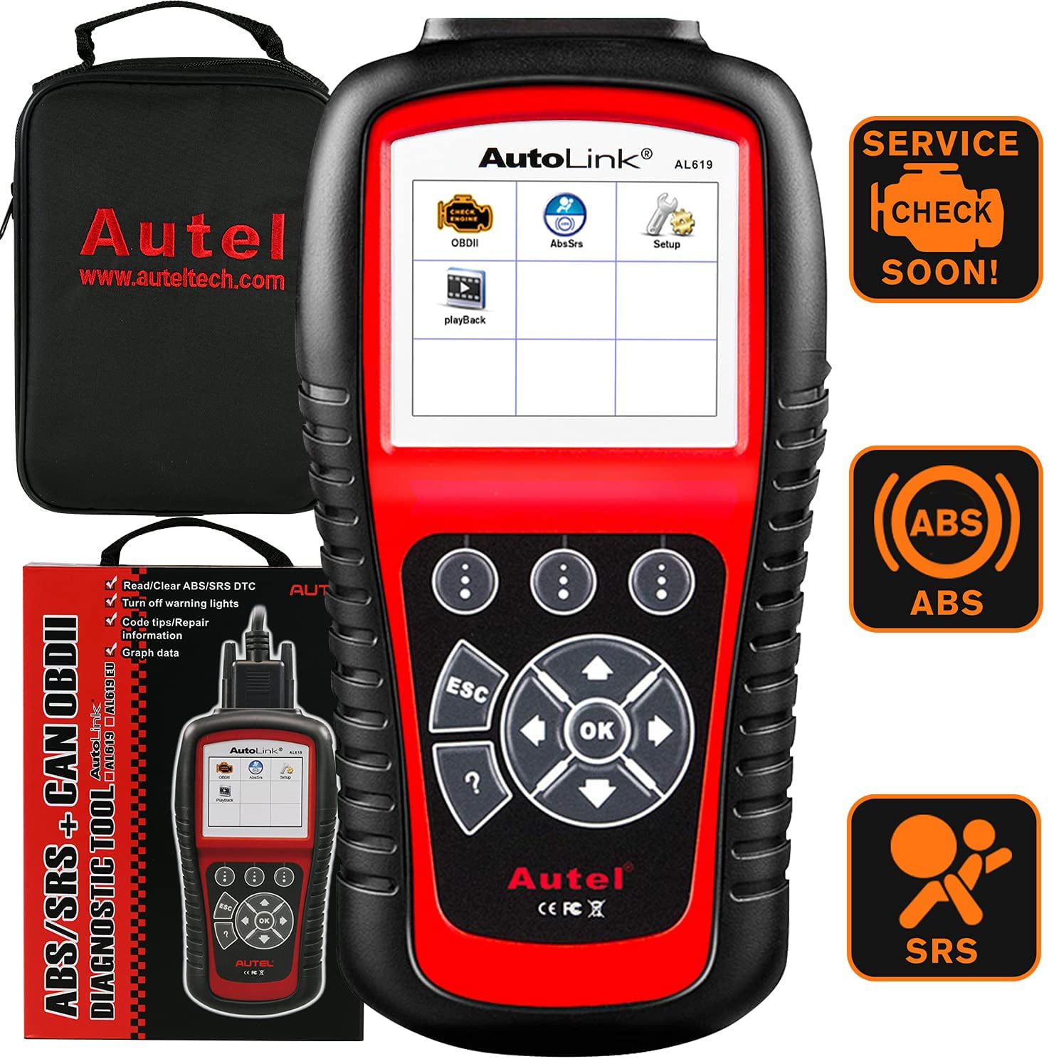 Autel Autolink AL619 Code Reader Auto Diagnostic Scan Tool SRS ABS Airbag Reset 