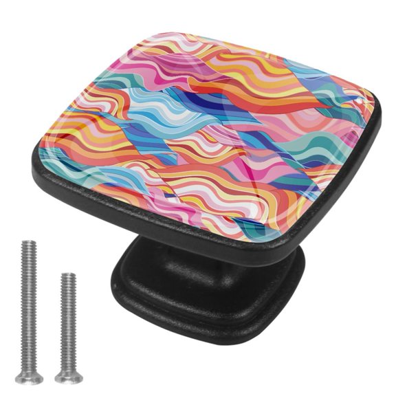 4 Pcs Cabinet Handle Drawer Pulls Geometry Knobs with Screws Square Furniture Office Cabinet Knob Decoration