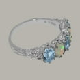 thumbnail image 5 of LBG British Made 9k White Gold Natural Aquamarine & Opal Womens Eternity Ring - 33 size options - Size 11.75, 5 of 8