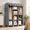 Grey-3 Row - 49'' Wide, variant on Portable Closet For Hanging Clothes 52 Inch Wide Wardrobe With Cover 6 Storshelves And 3 Rod Diameter 19mm Metal Pipe Sturdy Bedr