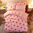 thumbnail image 1 of HHHC Ensemble de Housse de Couette Format Grand Motif Fraise/chevron Doux Réversible Ensemble de Literie Housse de Couette (1 Housse de Couette+2 Taies d'Oreiller) Rose, 1 of 7