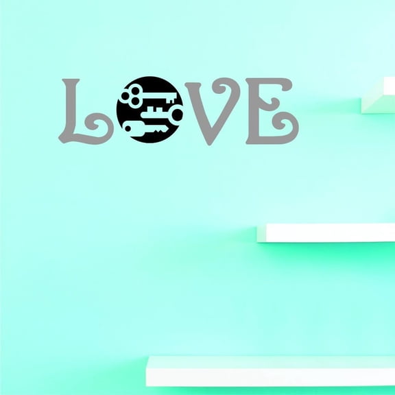 Custom Decals Love Keys Wall Art Size: 10 X 36 Inches Color: Multi