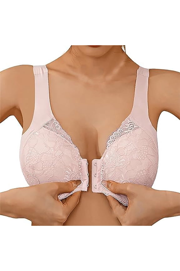 Women's Front Side Buckle Womens Bras Comfortable Front Closure Lace Edge without Steel Womens Bras Plus Size Ring Movement Seamless Gathering Women Bra Pack Adjustment Yoga Sleep Large Bra