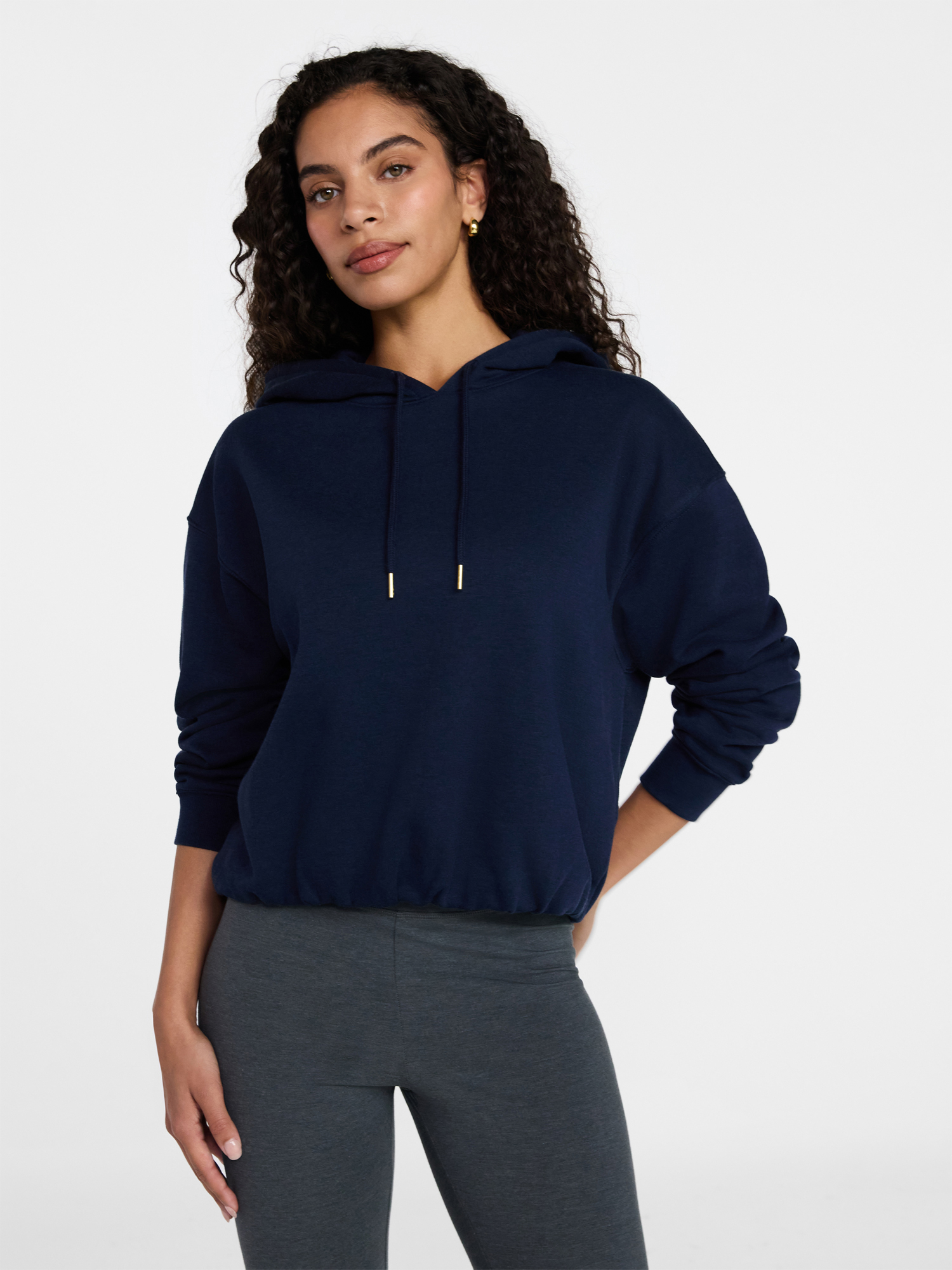Time and Tru Women's Bubble Hem Pullover Hoodie, Size XS-XXXL