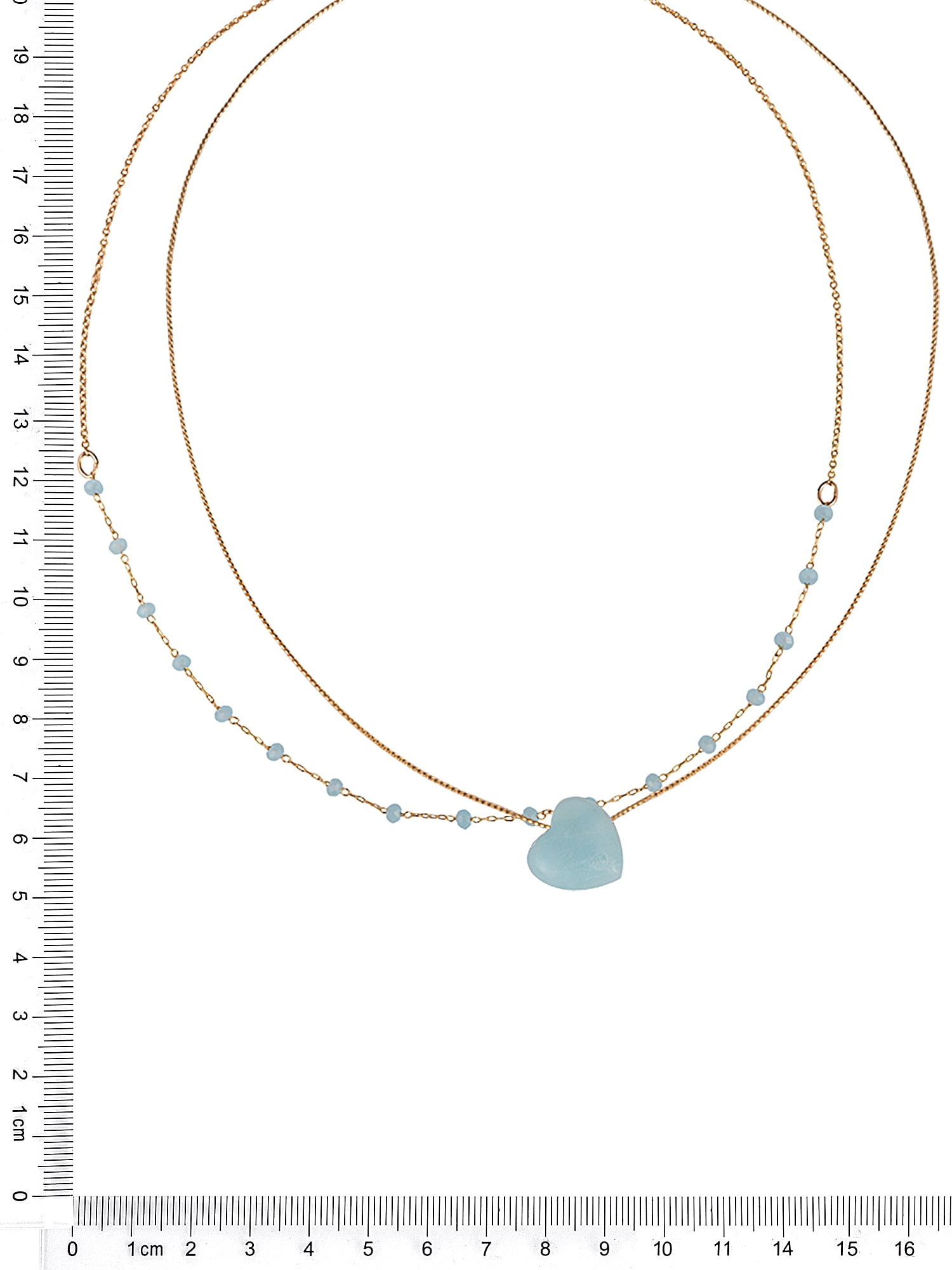 Time and Tru Goldtone 2-Row Amazonite Beads and Heart Necklace