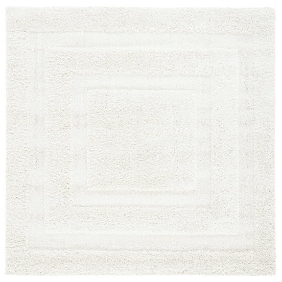 SAFAVIEH Florida Mason Bordered Shag Area Rug, Creme, 4' x 4' Square