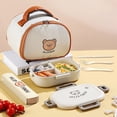 thumbnail image 2 of Thermal Lunch Box Heat Preservation Bento Box Portable Divided Food Storage Container With Thermal insulation bag 1set Gery, 2 of 6