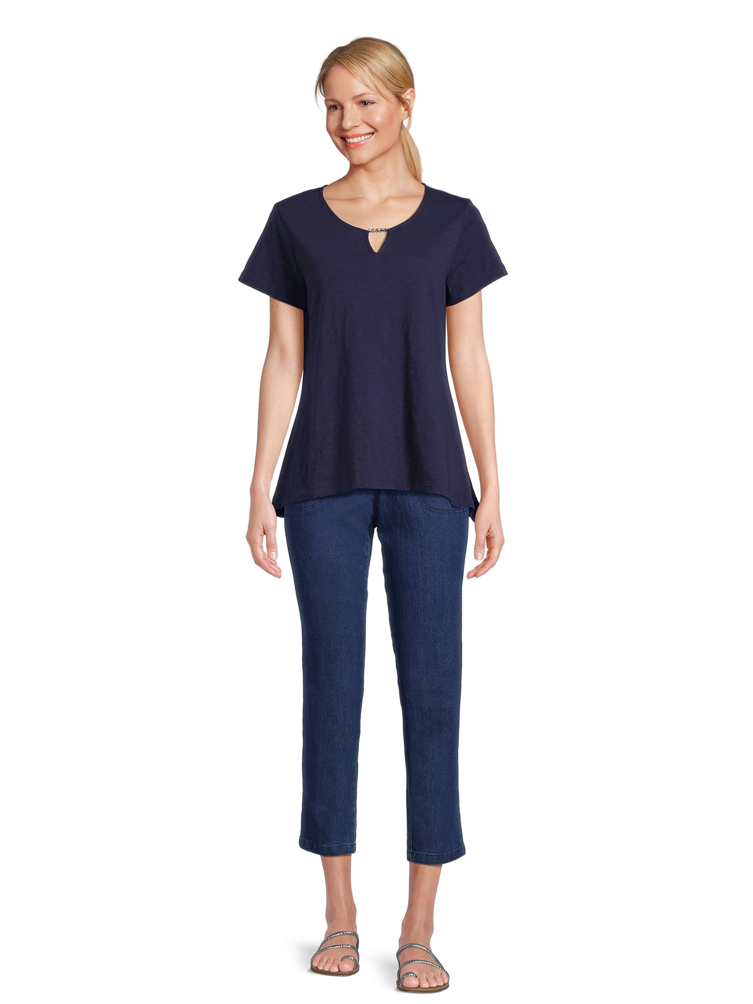 RealSize Women's Sharkbite Hem Tee with Short Sleeves, Sizes XS-XXXL