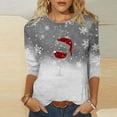 thumbnail image 2 of Bcresic Christmas Shirt Womens Xmas Hat Red Wine Glass Graphic T-Shirts Cute Snowflake Colorblock Tunic Tops Casual Crewneck T Shirts Christmas Holiday Printed Basic Tee Blouse 2024,#02_Gray,Medium, 2 of 4