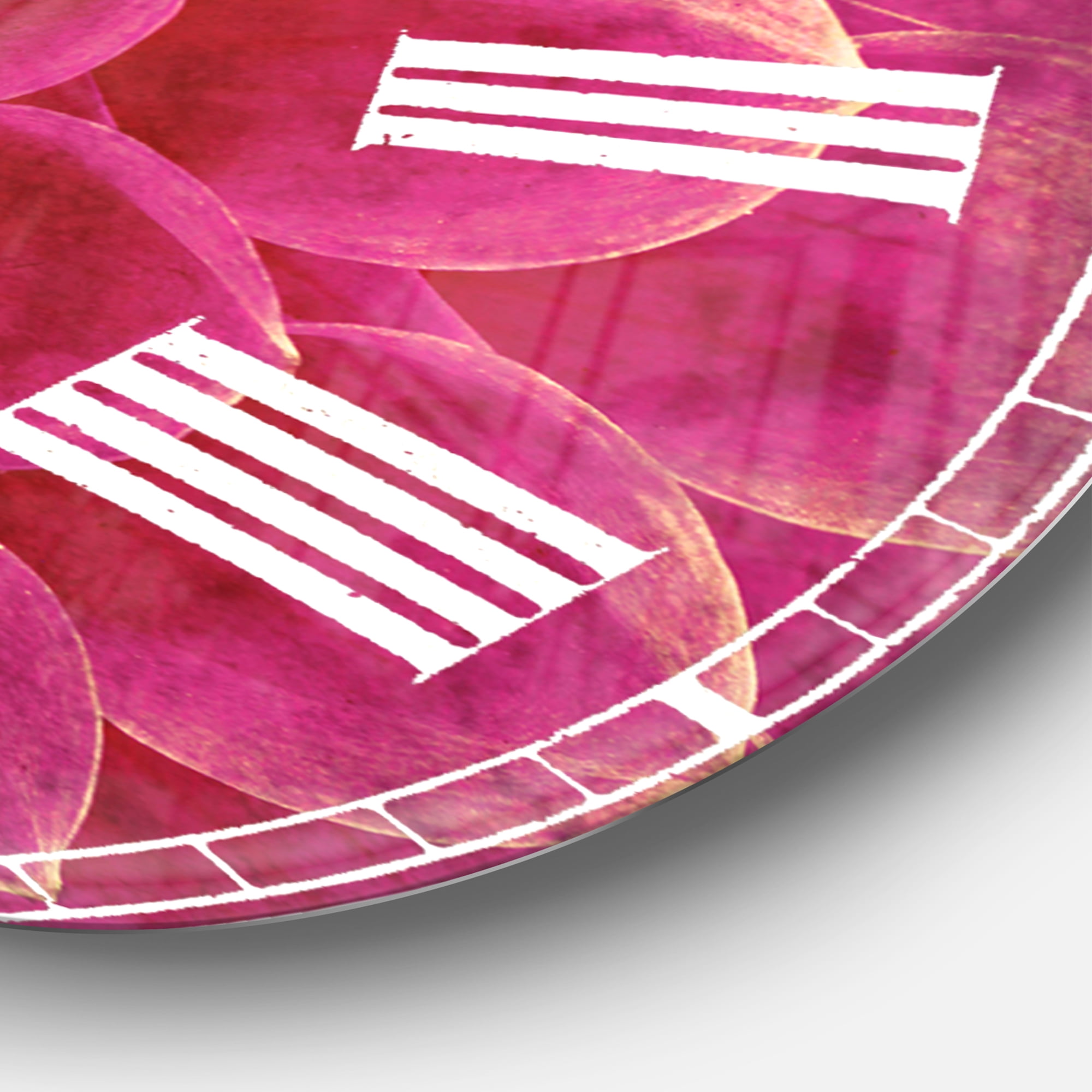 Designart 'Dark Pink Abstract Flower Petals' Traditional wall clock