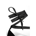 thumbnail image 3 of Shoe Republic LA Ripa Black Open Toe Closed Back Wrap Closure Flat Mules (Black, 8.5), 3 of 3