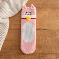 thumbnail image 2 of CUZIBR Socks For Women Winter Fuzzy Crew Socks Cute Cat Print Thickened Plush Warm Stockings Sleeping Homewear Breathable Lightweight Footwear,Pink,One Size, 2 of 3