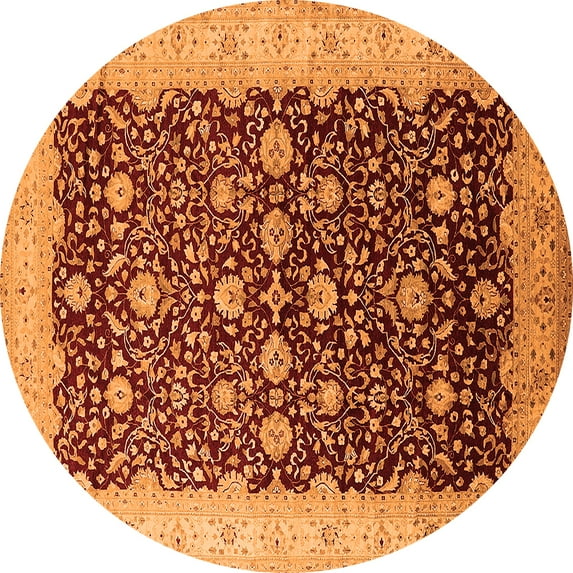 Ahgly Company Indoor Round Oriental Orange Traditional Area Rugs, 6' Round