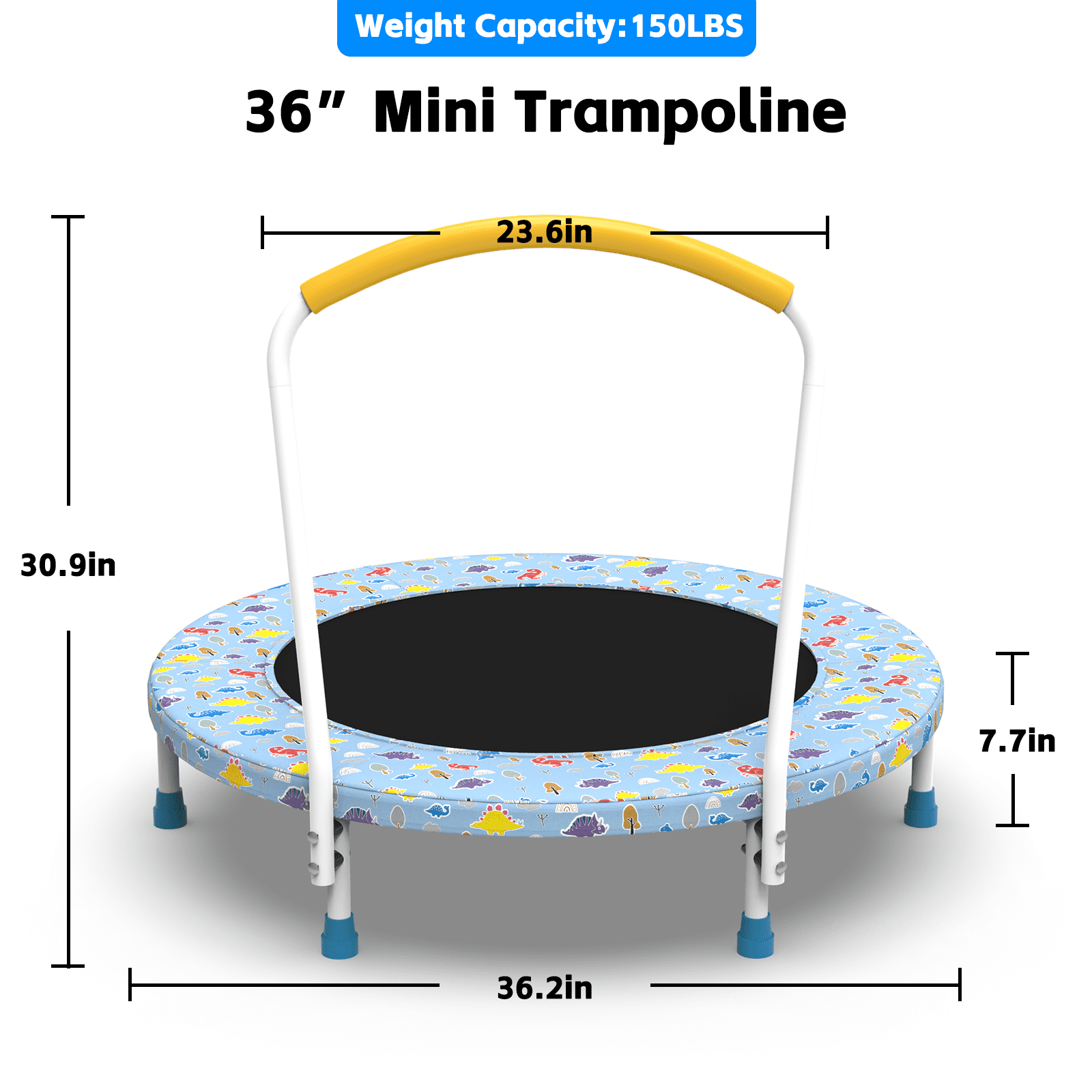 CZBZ 36'' Toddler Trampoline Trampoline for Kids, Mini Indoor/Outdoor Trampoline, Small Rebounder Trampoline with Foam Handlebar, Birthday Gift for Boy and Girl Baby Trampoline