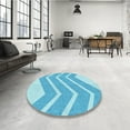 thumbnail image 3 of Ahgly Company Indoor Round Patterned Tron Blue Area Rugs, 8' Round, 3 of 6